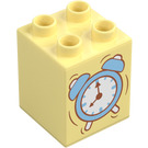 Duplo Jasny Jasnożółty Cegła 2 x 2 x 2 z Alarm Clock (31110 / 105429)