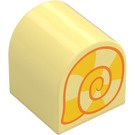 Duplo Bright Light Yellow Brick 2 x 2 x 2 with Curved Top with Snail Shell (3664 / 101576)