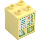 Duplo Světle žlutá Kostka 2 x 2 x 2 s Till Dekorace (31110)