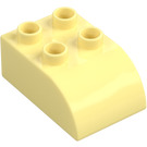 Duplo Kirkkaanvaaleankeltainen Palikka 2 x 3 jossa Kaareva yläosa (2302)