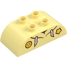 Duplo Bright Light Yellow Brick 2 x 4 with Curved Sides with Hoodie with Star (98223 / 105442)