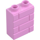 Duplo Bright Pink Brick 1 x 2 x 2 with Brick Wall Pattern (25550)