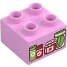 Duplo Bright Pink Brick 2 x 2 with food containers (3437 / 104380)