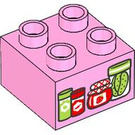 Duplo Leuchtend rosa Backstein 2 x 2 mit Essen containers (3437 / 104380)