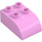 Duplo Leuchtendes Rosa Stein 2 x 3 mit Gebogenes Oberteil (2302)