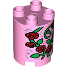 Duplo Leuchtend rosa Runden Backstein 2 x 2 x 2 mit rot Roses und Vines (16584 / 98225)