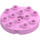 Duplo Leuchtendes Rosa Rund Platte 4 x 4 mit Loch und Verriegelt Grate (98222)