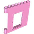 Duplo Fel roze Muur 1 x 8 x 6 met Deur (Rechts) (51261)