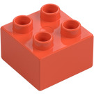 Duplo Helder roodachtig oranje Steen 2 x 2 (3437 / 89461)