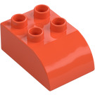 Duplo Bright Reddish Orange Brick 2 x 3 with Curved Top (2302)