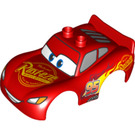 Duplo Car Body with Mcqueen Swirl Flame Design and Smaller Left Eye (33488)