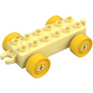 Duplo Car Chassis 2 x 6 with Yellow Wheels (Open Hitch) (10715 / 14639)