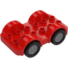 Duplo Car with Black Wheels and Silver Hubcaps (11970 / 35026)