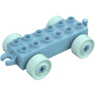 Duplo Chassis 2 x 6 with Light Blue Wheels (14639)