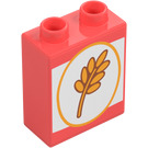 Duplo Korálová Kostka 1 x 2 x 2 s Wheat logo (4066)