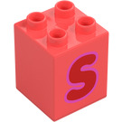 Duplo Koralle Stein 2 x 2 x 2 mit Letter "S" Deko (31110 / 65940)