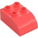 Duplo Coral Brick 2 x 3 with Curved Top (2302)