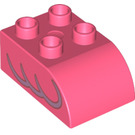 Duplo Coral Brick 2 x 3 with Curved Top with Flamingo Body (2302 / 84820)