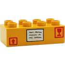 Duplo Curry Brick 2 x 4 with Packaging with Arrow, Glass and Label Stickers Pattern (3011 / 47716)