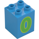 Duplo Donker azuurblauw Steen 2 x 2 x 2 met '0' (28935 / 31110)