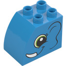 Duplo Dark Azure Brick 2 x 3 x 2 with Curved Side with Elephant Head (11344 / 36733)