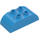 Duplo Dark Azure Brick 2 x 4 with Curved Sides (98223)