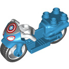 Duplo Donker Azuurblauw Motor Cycle met Captain America Schild (67045 / 78294)
