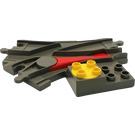 Duplo Dark Gray Train Track Point Y with Red Frog and Yellow Switch