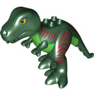 Duplo Donkergroen Tyrannosaurus Rex met Geel Ogen en Dark Green Strepen (60764)