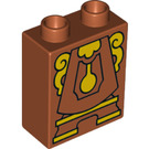 Duplo Dark Orange Brick 1 x 2 x 2 with Cogsworth Clock Body with Bottom Tube (15847 / 84470)