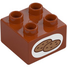 Duplo Tmavě oranžová Kostka 2 x 2 s Cookies (3437)