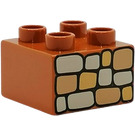 Duplo Orange Sombre Brique 2 x 2 avec Stones (3437 / 45422)