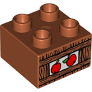 Duplo Tmavě oranžová Kostka 2 x 2 s Wood Box a Dva Apples (47718 / 53484)