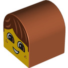Duplo Dark Orange Brick 2 x 2 x 2 with Curved Top with Boy Face (3664 / 99879)