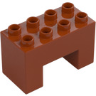 Duplo Naranja oscuro Ladrillo 2 x 4 x 2 con 2 x 2 Recorte en Parte inferior (6394)