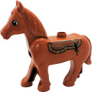 Duplo Naranja oscuro Caballo con Movable Cabeza con Saddle