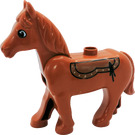 Duplo Dunkelorange Pferd mit Movable Kopf mit Saddle