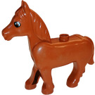 Duplo Dark Orange Horse with Movable Head with (Undetermined) (75725 / 82564)