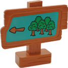 Duplo Dark Orange Road Sign with Trees (31283)