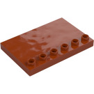 Duplo Mørk oransje Tile 4 x 6 med Knotter på Kant (31465)