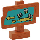 Duplo Dunkelorange Wood Grain Sign mit Pfeil Pointing Links, Bees und Honey Sign (31283)