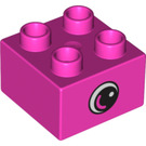 Duplo Dark Pink Brick 2 x 2 with Eye (10517 / 10518)