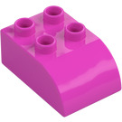 Duplo Rosa scuro Mattoncino 2 x 3 con Parte superiore curva (2302)