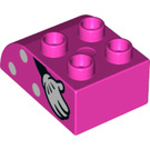 Duplo Dark Pink Brick 2 x 3 with Curved Top with spots and glove right (2302 / 43809)