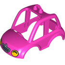 Duplo Rosa scuro Macchina Superiore con Giallo Headlights (15975 / 15983)