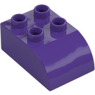 Duplo Tumma purppura Palikka 2 x 3 jossa Kaareva yläosa (2302)