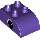 Duplo Dark Purple Brick 2 x 3 with Curved Top with Eye with Small White Spot (10446 / 13858)
