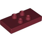 Duplo Dark Red Tile 2 x 4 x 0.33 with 4 Center Studs (Thick) (6413)