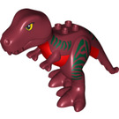 Duplo Dunkelrot Tyrannosaurus Rex mit Gelb Augen und Dunkelgrün Streifen (60764)