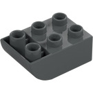 Duplo Dark Stone Gray Brick 2 x 3 with Inverted Slope Curve (98252)